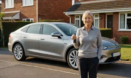Car delivered to a driveway in Bebington, Merseyside, United Kingdom