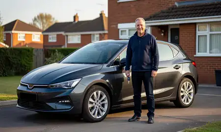 Car delivered to a driveway in Bootle, Merseyside, United Kingdom