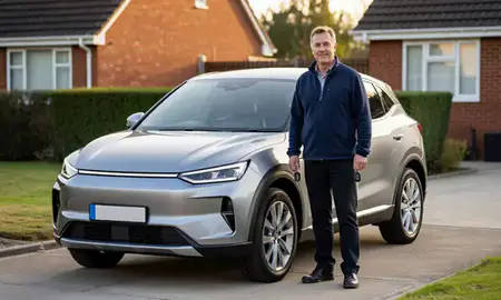 Car delivered to a driveway in Crosby, Merseyside, United Kingdom