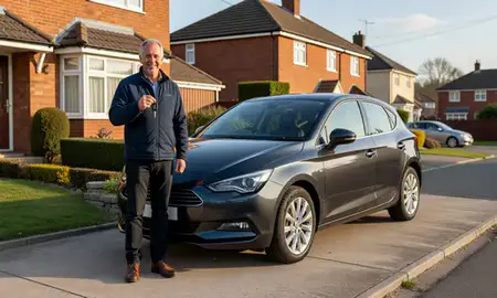 Car delivered to a driveway in Prescot, Merseyside, United Kingdom