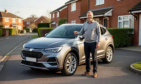 Car delivered to a driveway in Southport, Merseyside, United Kingdom
