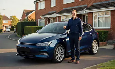 Car delivered to a driveway in St Helens, Merseyside, United Kingdom
