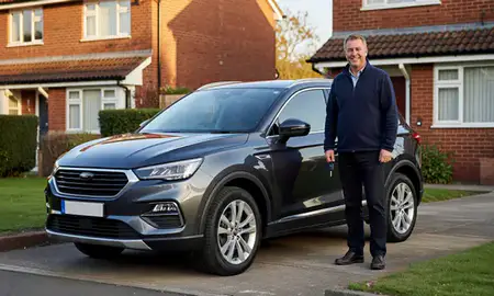 Car delivered to a driveway in Wallasey, Merseyside, United Kingdom