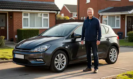 Car delivered to a driveway in Widnes, Merseyside, United Kingdom