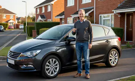 Car delivered to a driveway in Merthyr Tydfil, Mid Glamorgan, United Kingdom