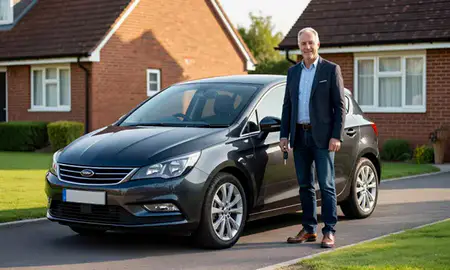 Car delivered to a driveway in Norfolk, United Kingdom