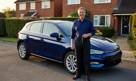Car delivered to a driveway in Norwich, Norfolk, United Kingdom