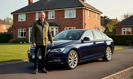 Customer with their delivered car in North Lanarkshire, United Kingdom