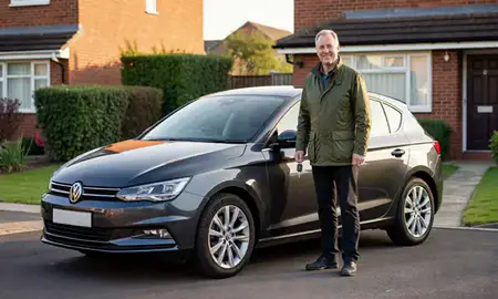 Car delivered to a driveway in North Lanarkshire, United Kingdom