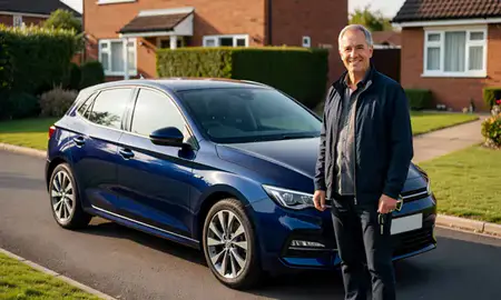 Car delivered to a driveway in Coatbridge, North Lanarkshire, United Kingdom