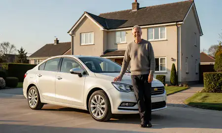 Customer with their delivered car in Cumbernauld, North Lanarkshire, United Kingdom
