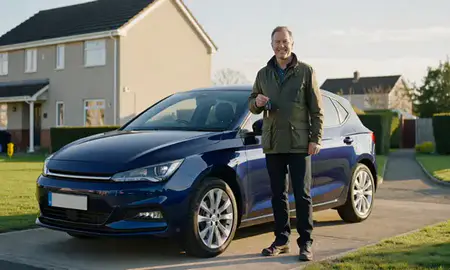 Car delivered to a driveway in Cumbernauld, North Lanarkshire, United Kingdom