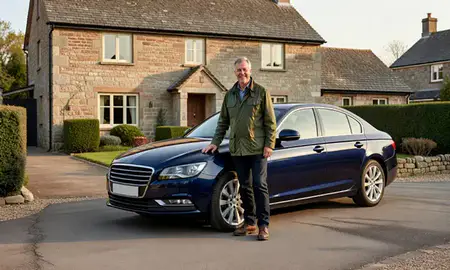 Customer with their delivered car in North Yorkshire, United Kingdom