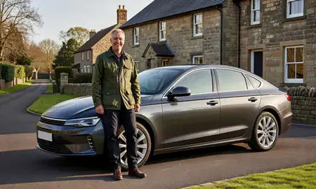 Customer with their delivered car in Harrogate, North Yorkshire, United Kingdom