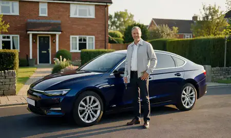 Car delivered to a driveway in Harrogate, North Yorkshire, United Kingdom