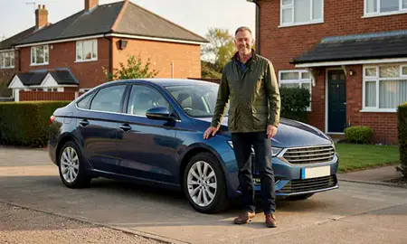 Customer with their delivered car in Middlesbrough, North Yorkshire, United Kingdom