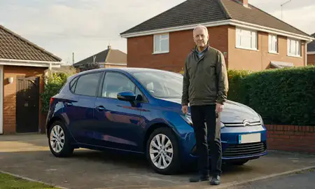 Car delivered to a driveway in Middlesbrough, North Yorkshire, United Kingdom