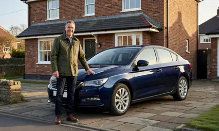 Customer with their delivered car in York, North Yorkshire, United Kingdom