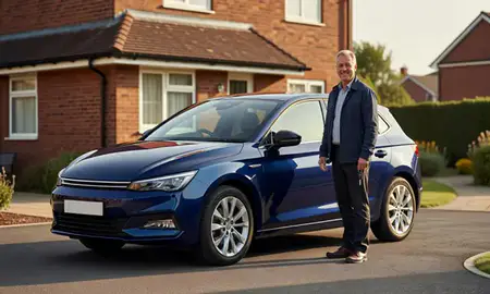 Car delivered to a driveway in York, North Yorkshire, United Kingdom