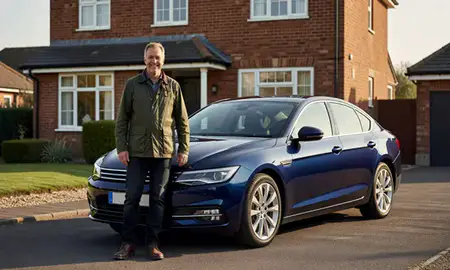 Customer with their delivered car in Northamptonshire, United Kingdom
