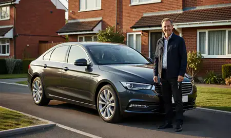 Car delivered to a driveway in Northamptonshire, United Kingdom