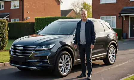 Car delivered to a driveway in Corby, Northamptonshire, United Kingdom