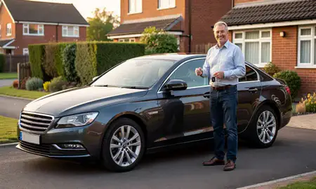 Car delivered to a driveway in Kettering, Northamptonshire, United Kingdom