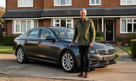 Customer with their delivered car in Northampton, Northamptonshire, United Kingdom