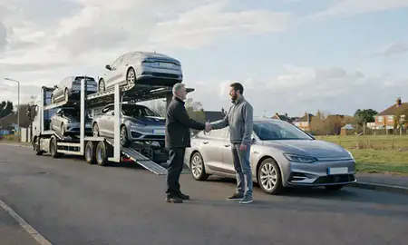 Vehicle owner beside their delivered car in Northampton, Northamptonshire, United Kingdom