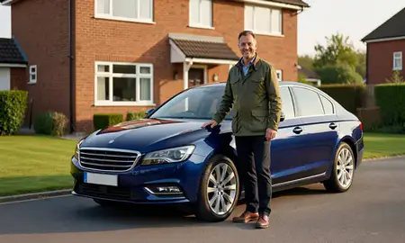 Customer with their delivered car in Wellingborough, Northamptonshire, United Kingdom