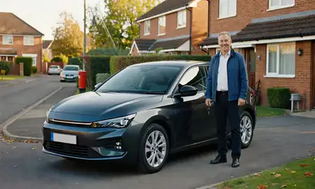 Car delivered to a driveway in Wellingborough, Northamptonshire, United Kingdom