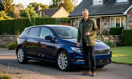 Car delivered to a driveway in Northumberland, United Kingdom