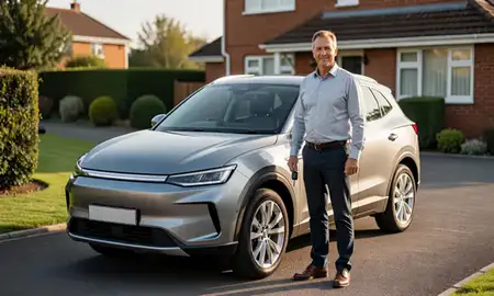 Car delivered to a driveway in Blyth, Northumberland, United Kingdom