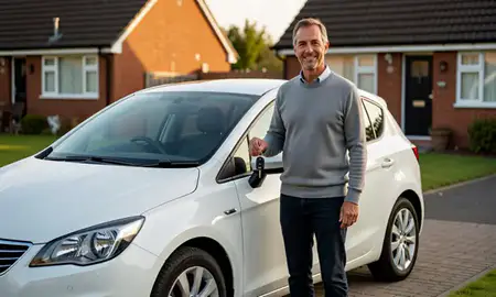 Car delivered to a driveway in Arnold, Nottinghamshire, United Kingdom