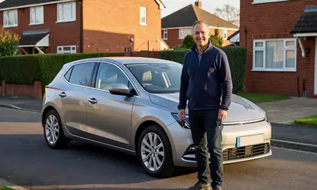Car delivered to a driveway in Beeston, Nottinghamshire, United Kingdom