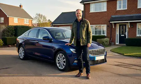 Customer with their delivered car in Carlton, Nottinghamshire, United Kingdom