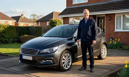 Car delivered to a driveway in Mansfield, Nottinghamshire, United Kingdom