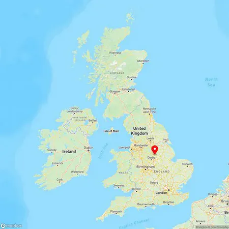 Map of Mansfield, Nottinghamshire, United Kingdom