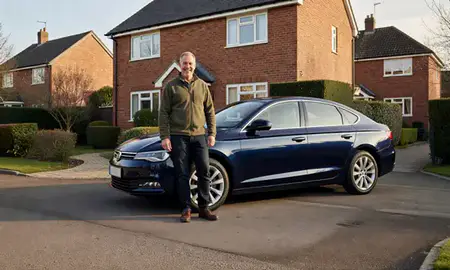 Customer with their delivered car in Nottingham, Nottinghamshire, United Kingdom