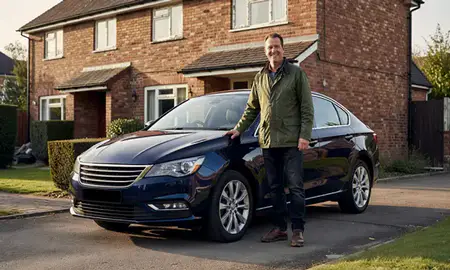 Customer with their delivered car in Sutton-in-Ashfield, Nottinghamshire, United Kingdom