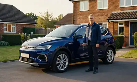 Car delivered to a driveway in Sutton-in-Ashfield, Nottinghamshire, United Kingdom