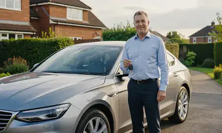 Car delivered to a driveway in West Bridgford, Nottinghamshire, United Kingdom