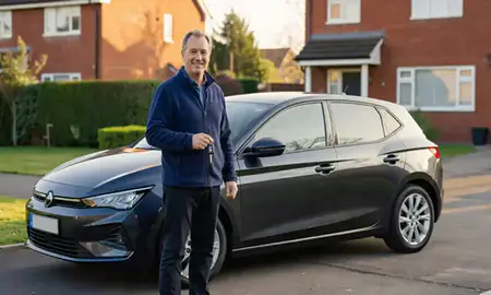 Car delivered to a driveway in Worksop, Nottinghamshire, United Kingdom