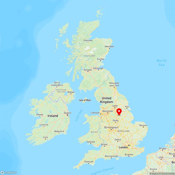 Map of Worksop, Nottinghamshire, UK