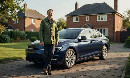 Customer with their delivered car in Abingdon-on-Thames, Oxfordshire, United Kingdom