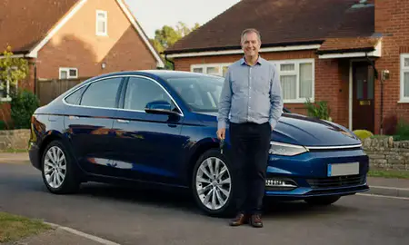 Car delivered to a driveway in Abingdon-on-Thames, Oxfordshire, United Kingdom