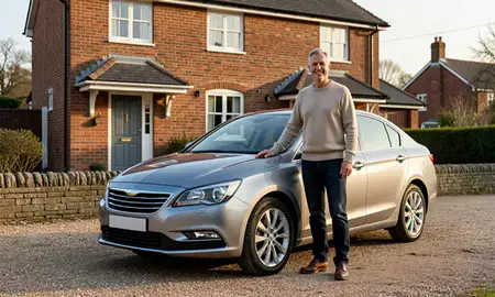 Customer with their delivered car in Oxford, Oxfordshire, United Kingdom