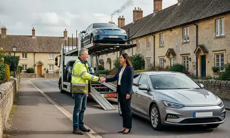 Vehicle owner beside their delivered car in Oxford, Oxfordshire, United Kingdom