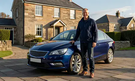 Customer with their delivered car in Perth, Perth and Kinross, United Kingdom