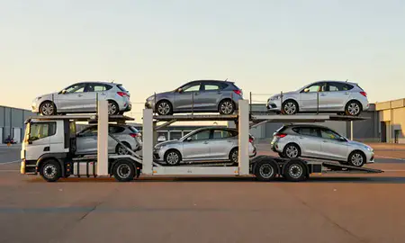 Car transporter parked in an industrial area of Perth, Perth and Kinross, United Kingdom